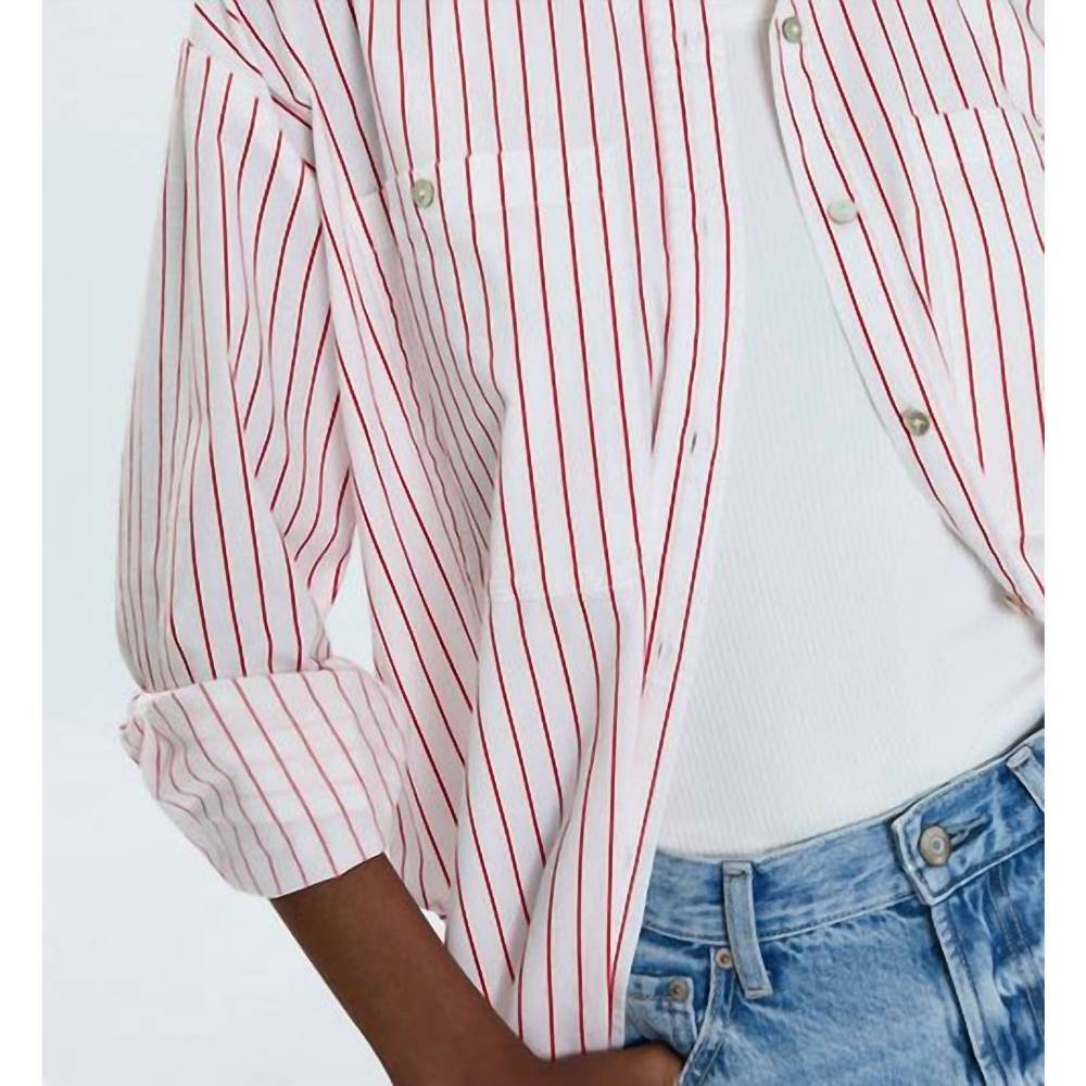 NEW PISTOLA samantha relaxed shirt in ruby stripe - Picture 5 of 5